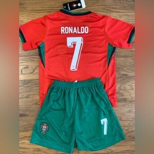 Ronaldo Portugal youth soccer Jersey Set - Small Medium Large XL 24 26 28 30